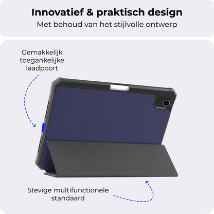 iPad Mini 7 Trifold Bookcase Hoes met Penhouder voor Apple Pen - Donkerblauw
