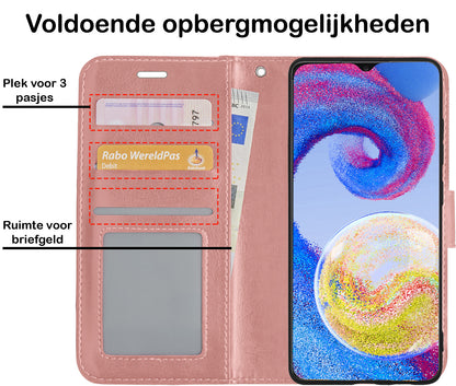 Samsung A04s Hoesje Bookcase Cover met Kaarthouder - Rosé goud