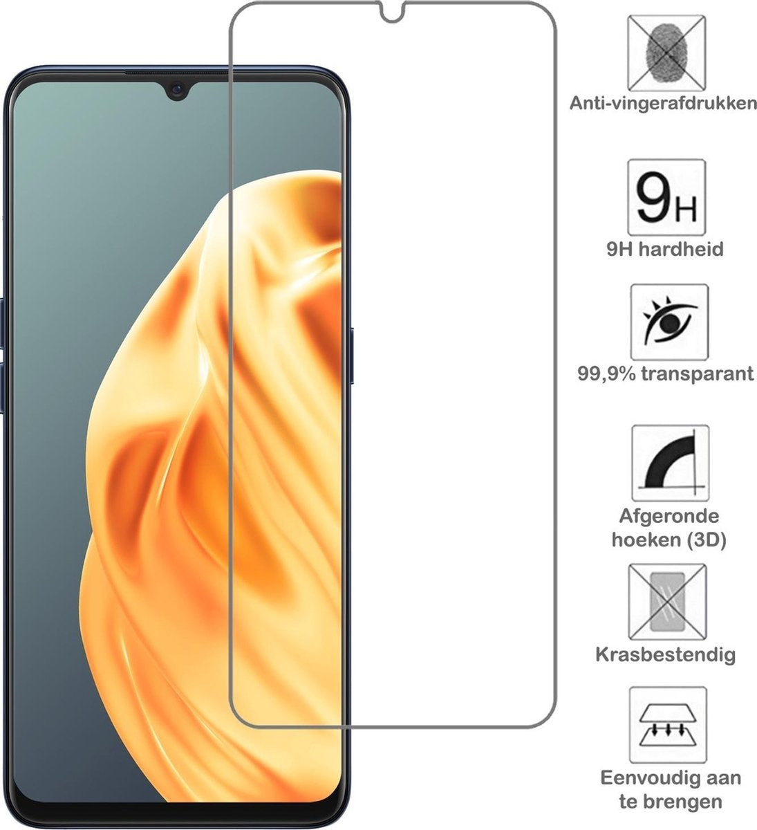 OPPO A91 Screenprotector Tempered Glass