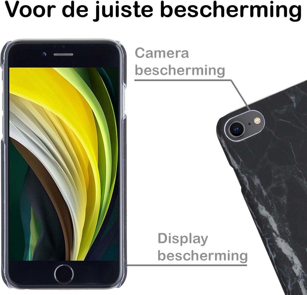 iPhone 7 Hoesje Marmer - Zwart