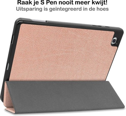 Samsung Galaxy Tab S6 Lite Trifold Bookcase Hoes met Penhouder voor S Pen - Rosé goud
