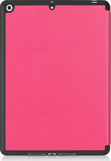 iPad 10.2 2019 Trifold Bookcase Hoes met Penhouder voor Apple Pen - Donkerroze