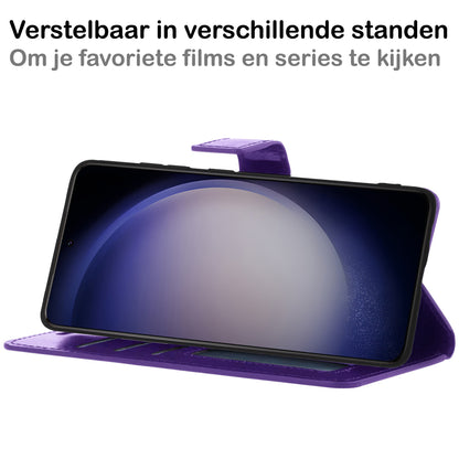 Samsung S23 Plus Hoesje Bookcase Cover met Kaarthouder - Paars