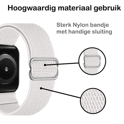 Horloge Bandje Geschikt Voor Apple Watch 1-8 / SE - 38/40/41 mm Bandje Stof - Wit