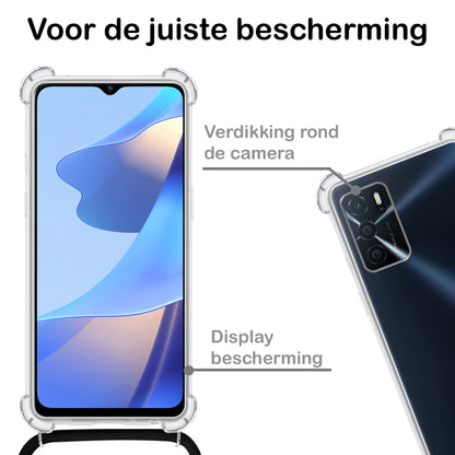 OPPO A16 Hoesje met Koord Backcover Shockproof - Transparant