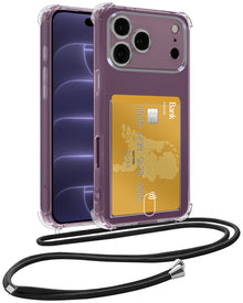iPhone 18 Pro Hoesje Kaarthouder met Koord Backcover Shockproof - Transparant