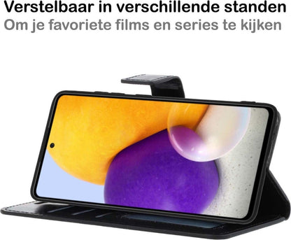 Samsung A72 5G Hoesje Bookcase Cover met Kaarthouder - Zwart