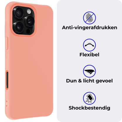iPhone 16 Pro Max Hoesje Siliconen Backcover Lichtgewicht - Perzik
