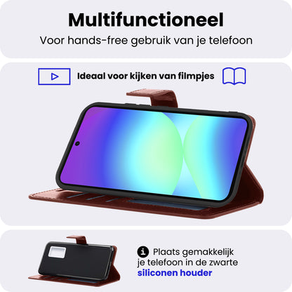 Samsung A56 Hoesje Bookcase Cover met Kaarthouder - Bruin