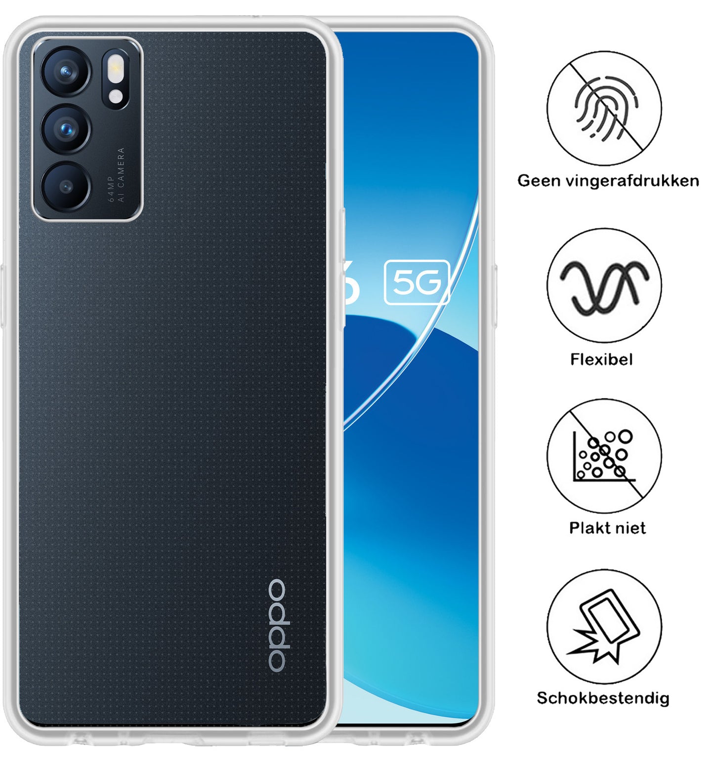 OPPO Reno 6 Hoesje Siliconen - Transparant