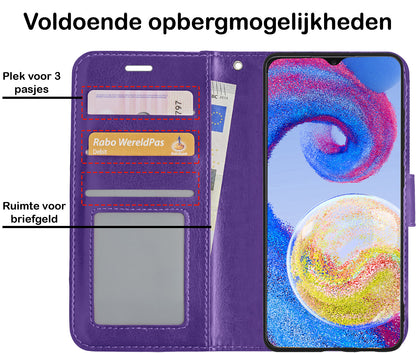 Samsung A04s Hoesje Bookcase Cover met Kaarthouder - Paars