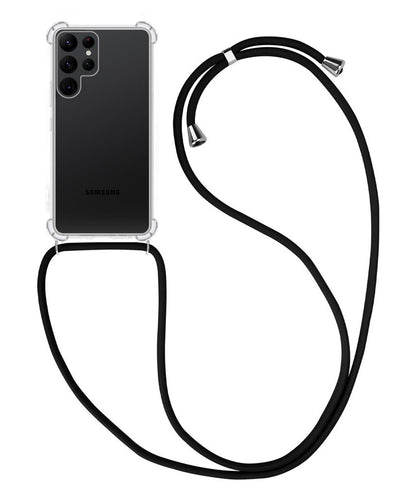 Samsung S22 Ultra Hoesje met Koord Backcover Shockproof - Transparant