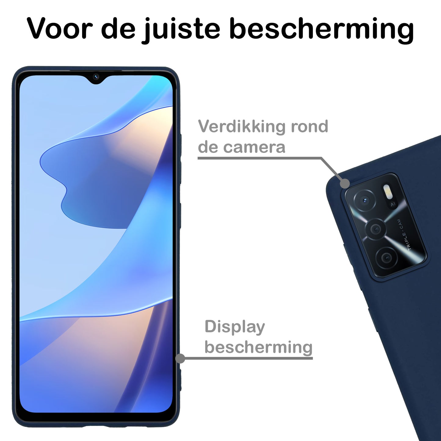 OPPO A16 Hoesje Siliconen - Donkerblauw