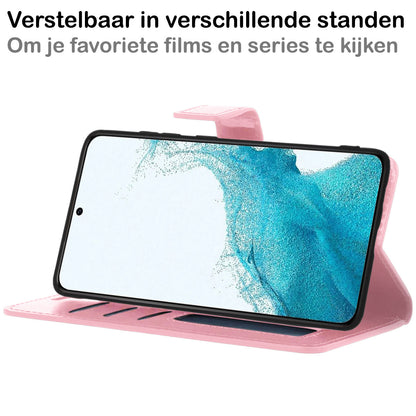 Samsung S22 Hoesje Bookcase Cover met Kaarthouder - Lichtroze