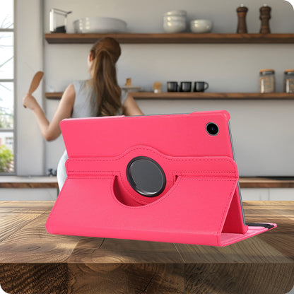 Samsung Galaxy Tab A9 Plus Trifold Bookcase Hoes 360 Graden Draaibaar - Donkerroze