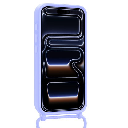 iPhone 17 Pro Max Hoesje Met Telefoonkoord en Pasjeshouder Siliconen - Lila