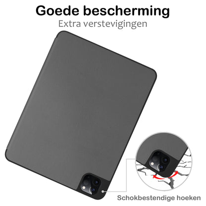 iPad Pro 2022 (12.9 inch) Trifold Bookcase Hoes met Penhouder voor Apple Pen - Grijs