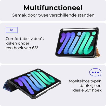 iPad Mini 7 Trifold Bookcase Hoes met Penhouder voor Apple Pen - Sterrenhemel