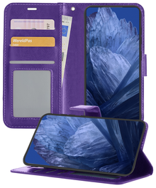 Google Pixel 8a Hoesje Bookcase Cover met Kaarthouder - Paars
