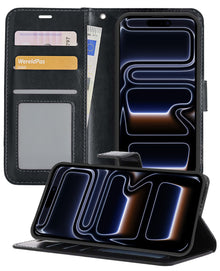 iPhone 17 Pro Hoesje Bookcase Cover met Kaarthouder - Zwart