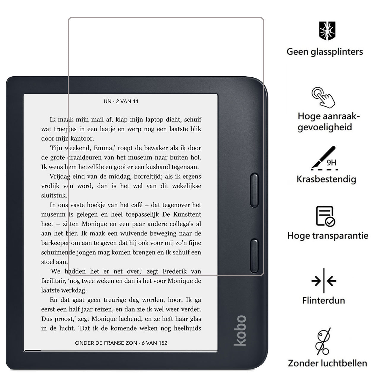 Kobo Libra 2 Screenprotector Tempered Glass