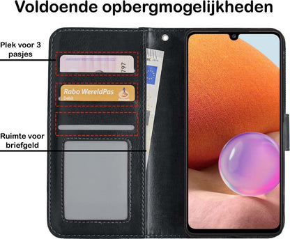 Samsung A32 5G Hoesje Bookcase Cover met Kaarthouder - Zwart
