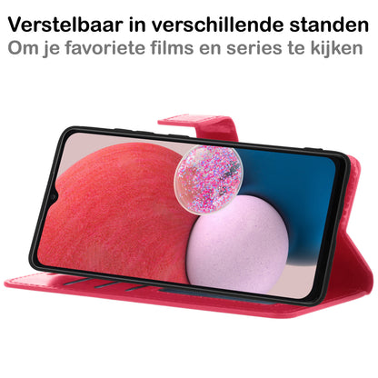 Samsung A13 4G Hoesje Book Case Kunstleer - Donkerroze