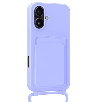 iPhone 17 Hoesje Met Telefoonkoord en Pasjeshouder Siliconen - Lila