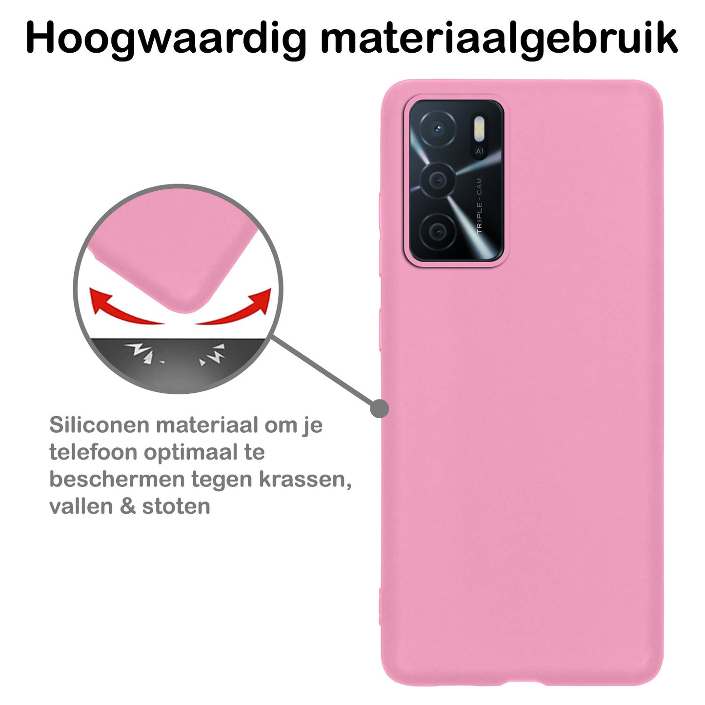 OPPO A16s Hoesje Siliconen - Lichtroze