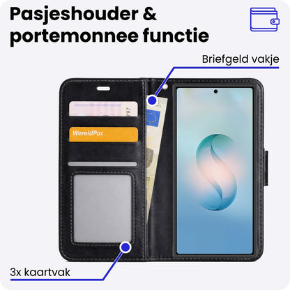 Samsung S26 Ultra Hoesje Bookcase Cover met Kaarthouder - Zwart