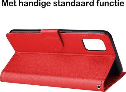 Samsung A41 Hoesje Bookcase Cover met Kaarthouder - Rood
