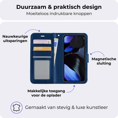 Google Pixel 10 Hoesje Bookcase Cover met Kaarthouder - Donkerblauw