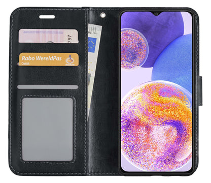 Samsung A23 Hoesje Bookcase Cover met Kaarthouder - Zwart