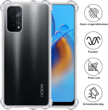 OPPO A74 5G Hoesje Shockproof Backcover Siliconen - Transparant