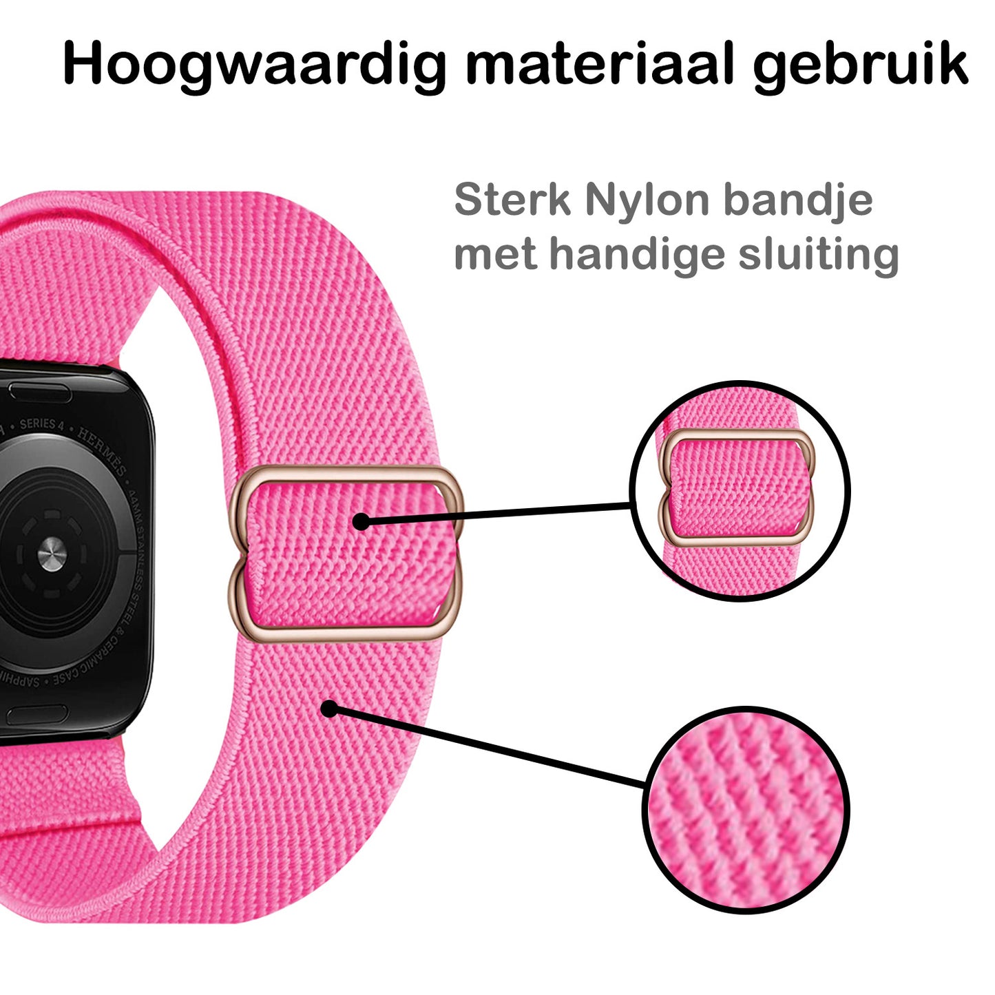 Horloge Bandje Geschikt Voor Apple Watch 1-8 / SE - 42/44/45 mm Bandje Stof - Roze