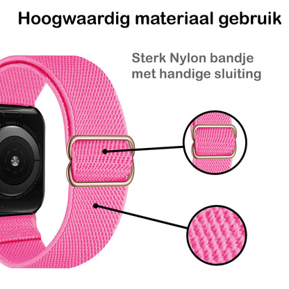 Horloge Bandje Geschikt Voor Apple Watch 1-8 / SE - 38/40/41 mm Bandje Stof - Roze