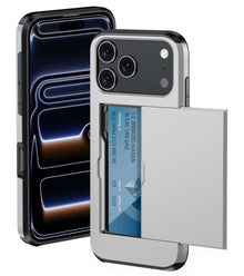 iPhone 17 Pro Hoesje Kaarthouder Hard Case Shockproof - Grijs