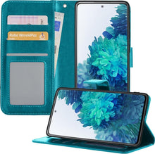 Samsung S20 FE Hoesje Bookcase Cover met Kaarthouder - Turquoise