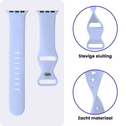 Apple Watch 1, 2, 3, 4, 5, 6, 7, 8, 9, SE - 38/40/41 mm Bandje Siliconen met verstelbare polsband - Baby Blauw