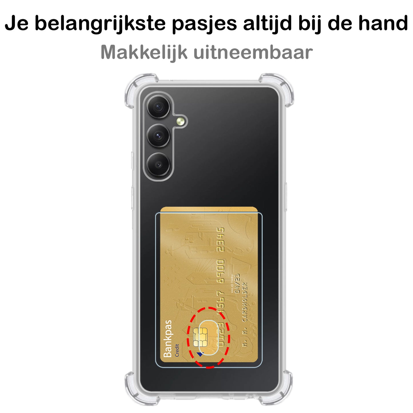 Samsung A34 Hoesje met Pasjeshouder Siliconen - Transparant