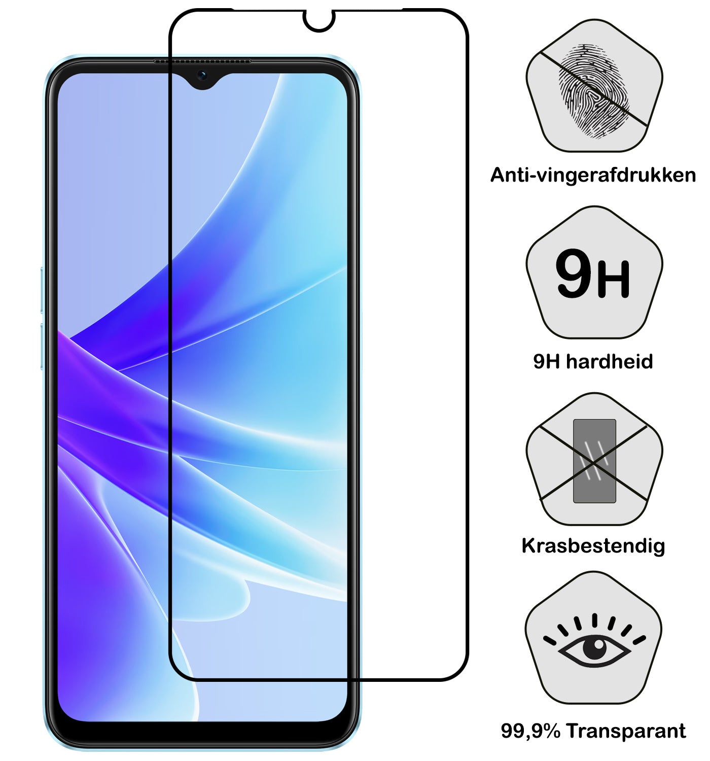 OPPO A57 Screenprotector Full Cover Tempered Glass