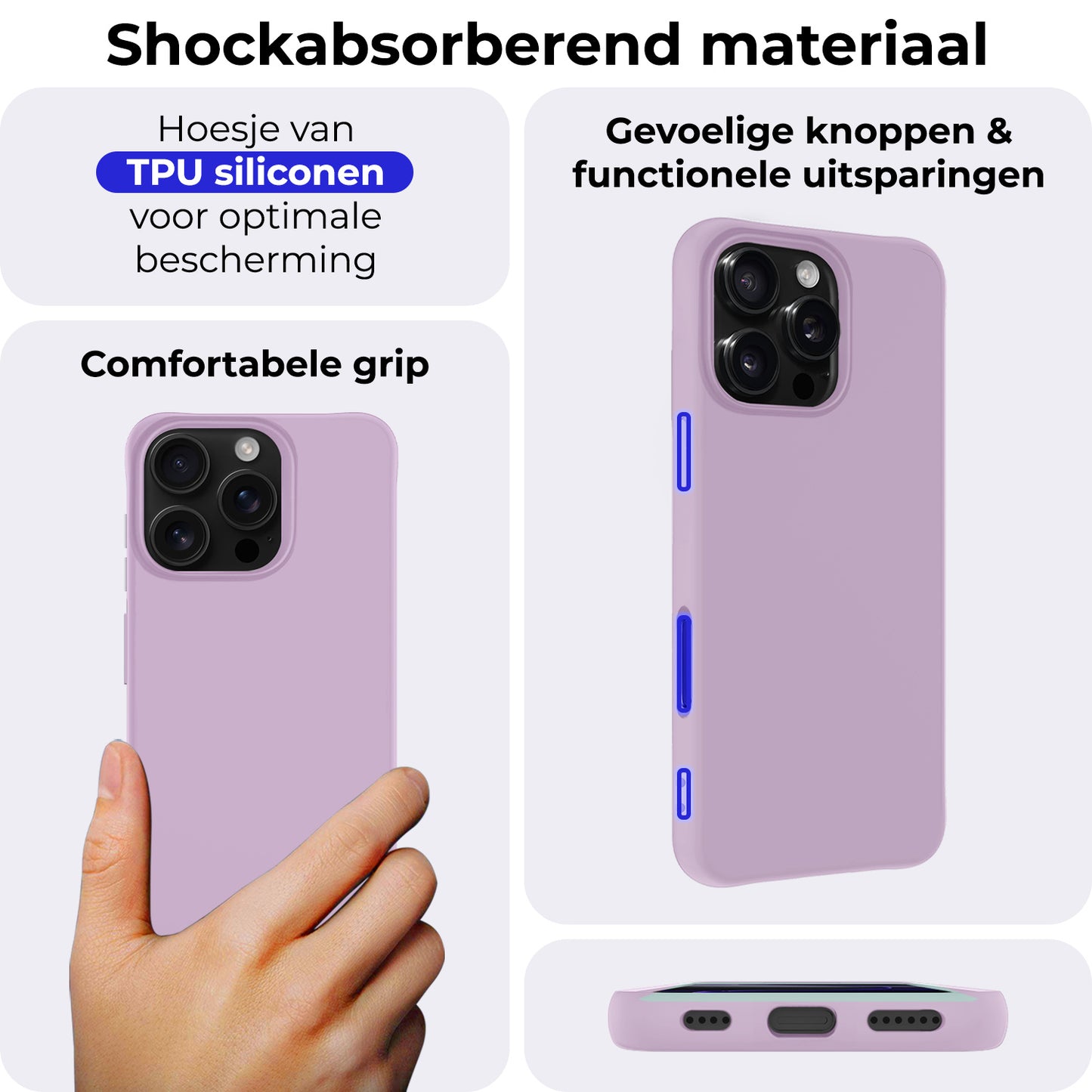 iPhone 16 Pro Max Hoesje Siliconen - Lila