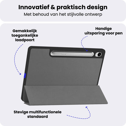 Samsung Galaxy Tab S10 Lite Trifold Bookcase Hoes met Penhouder voor S Pen - Grijs