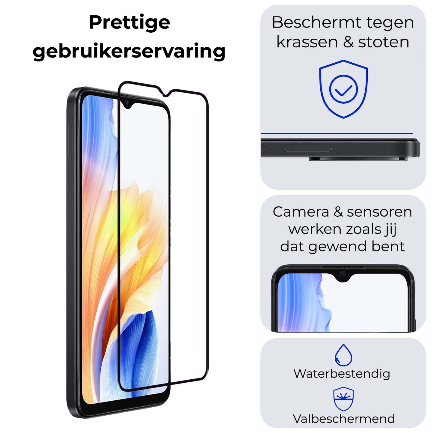 OPPO A18 Screenprotector Full Cover Tempered Glass