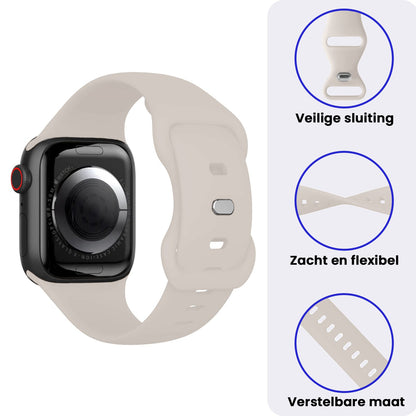 Apple Watch 1, 2, 3, 4, 5, 6, 7, 8, 9, SE - 38/40/41 mm Bandje Siliconen met verstelbare polsband - Ivoor