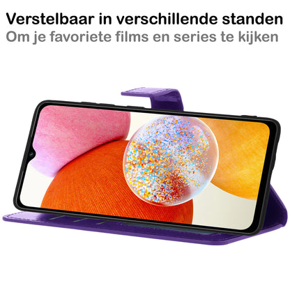 Samsung A14 Hoesje Bookcase Cover met Kaarthouder - Paars
