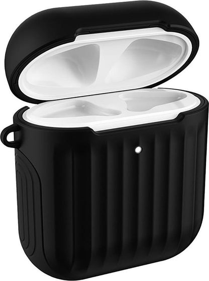 AirPods 1 Hoesje Siliconen met Ribbels Shockbestendig - Zwart