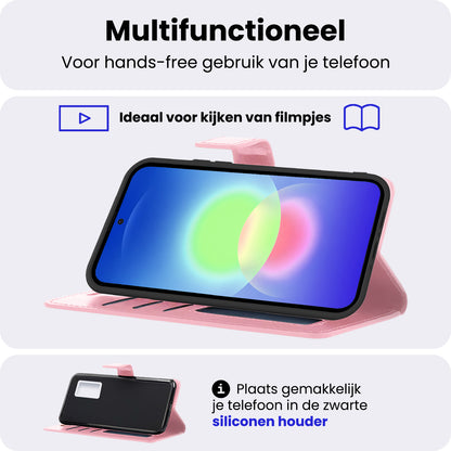 Samsung A27 Hoesje Bookcase Cover met Kaarthouder - Lichtroze