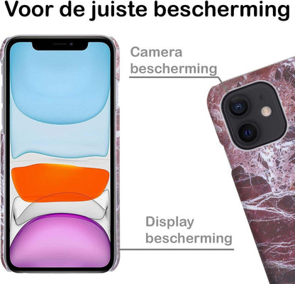 iPhone 11 Hoesje Marmer Hard Case Cover - Rood