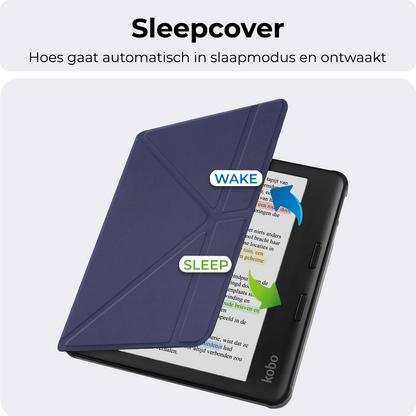 Kobo Libra Colour Trifold Bookcase Hoes - Donkerblauw